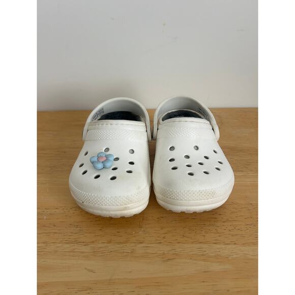 Crocs White Classic Lined Clogs - Slip on Shoes - Size Toddler 6 - Picture 3 of 8